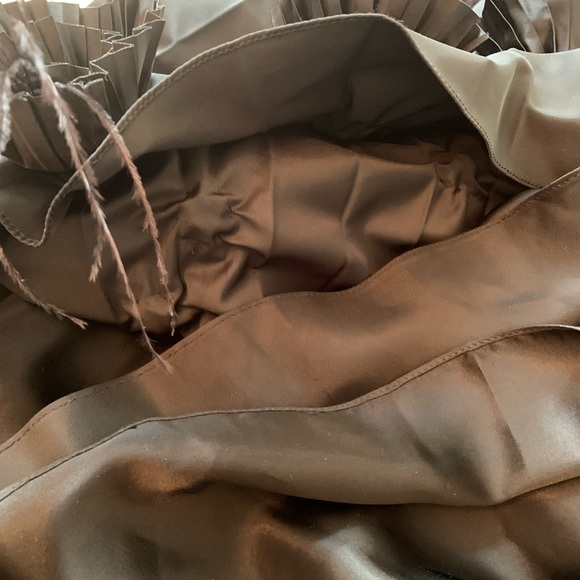 Ostrich Feather Jewels Rosettes Couture Designer Black Satin Full Pleated Skirt - Picture 8 of 16